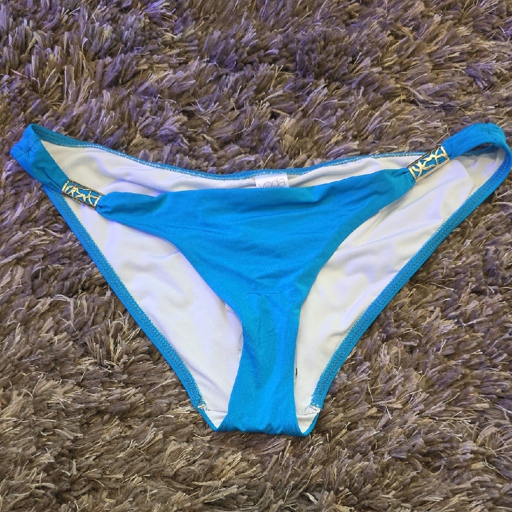 Voda Swim Cerulean Blue Trapezoid Hipster Bikini Bottom Size Large